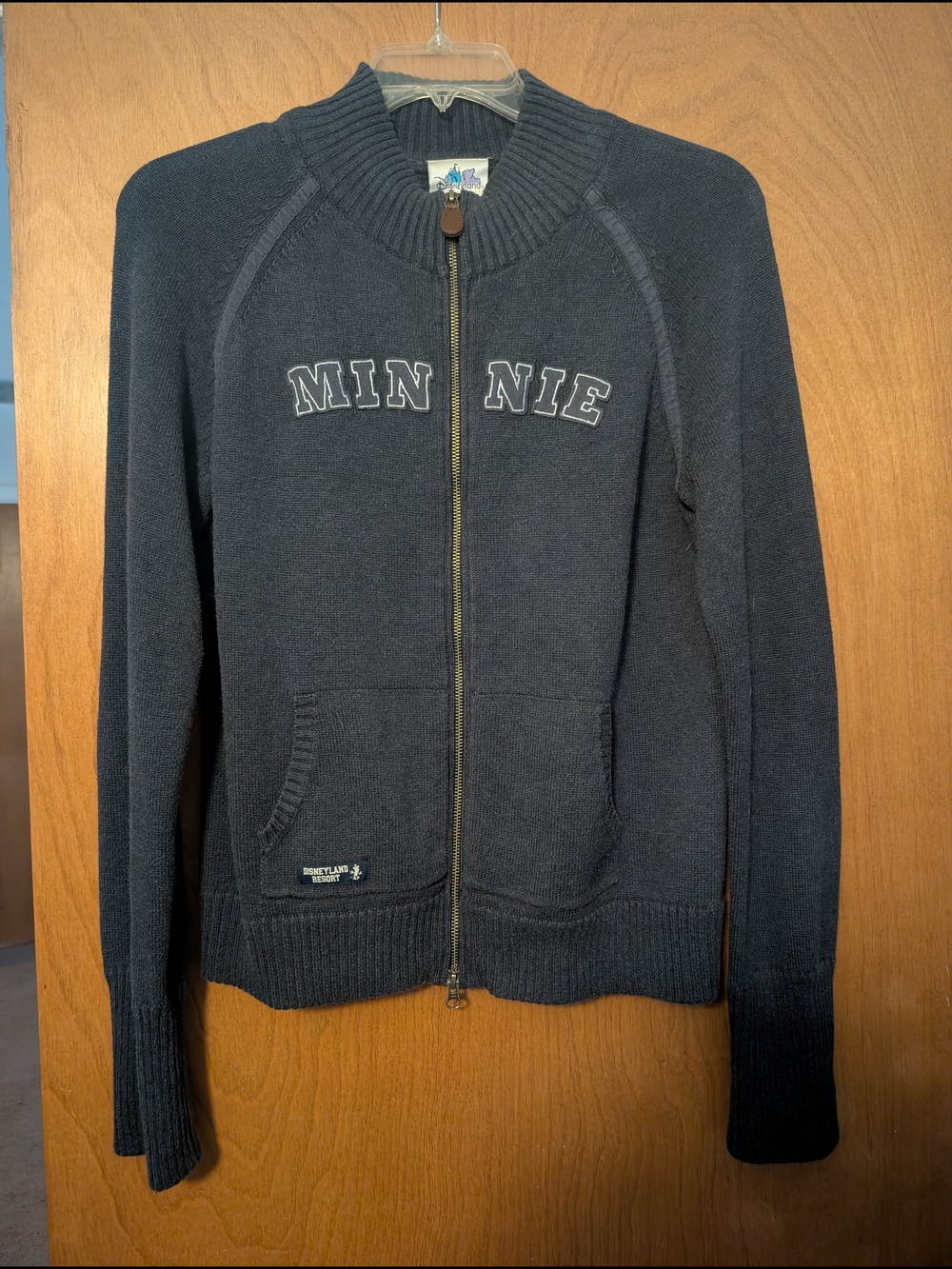 Disney Minnie Mouse Navy Zip-Up Knit Cardigan with Logo Tag